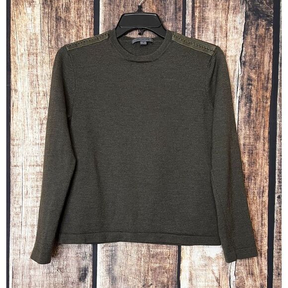 John Varvatos Sweaters - John Varvatos Merino Wool Silk Blend Crop Sweater Olive Green Women’s Medium